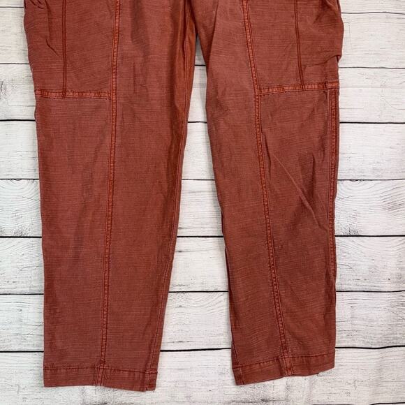 Anthropologie Angela Cropped Utility Cargo Pants Washed Brick Red Size 28 - Picture 5 of 10